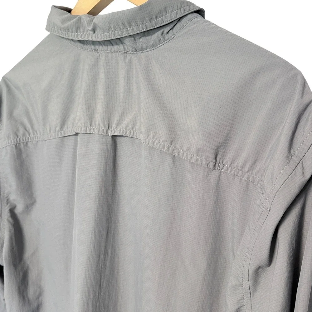 Eddie Bauer Ripstop Shirt Mens Large Grey Long Sleeve Convertible Hiking Fishing